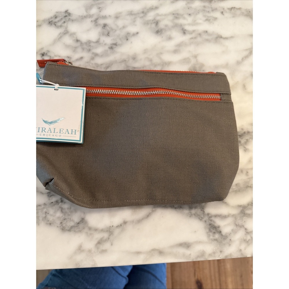 Zipper Pouch Khaki Shiraleah Chicago Travel Cosmetic Bag NWT New